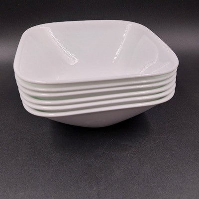 6 Corelle Vitrelle Scandia White 6.5" Square Soup Cereal Bowls Oven Safe