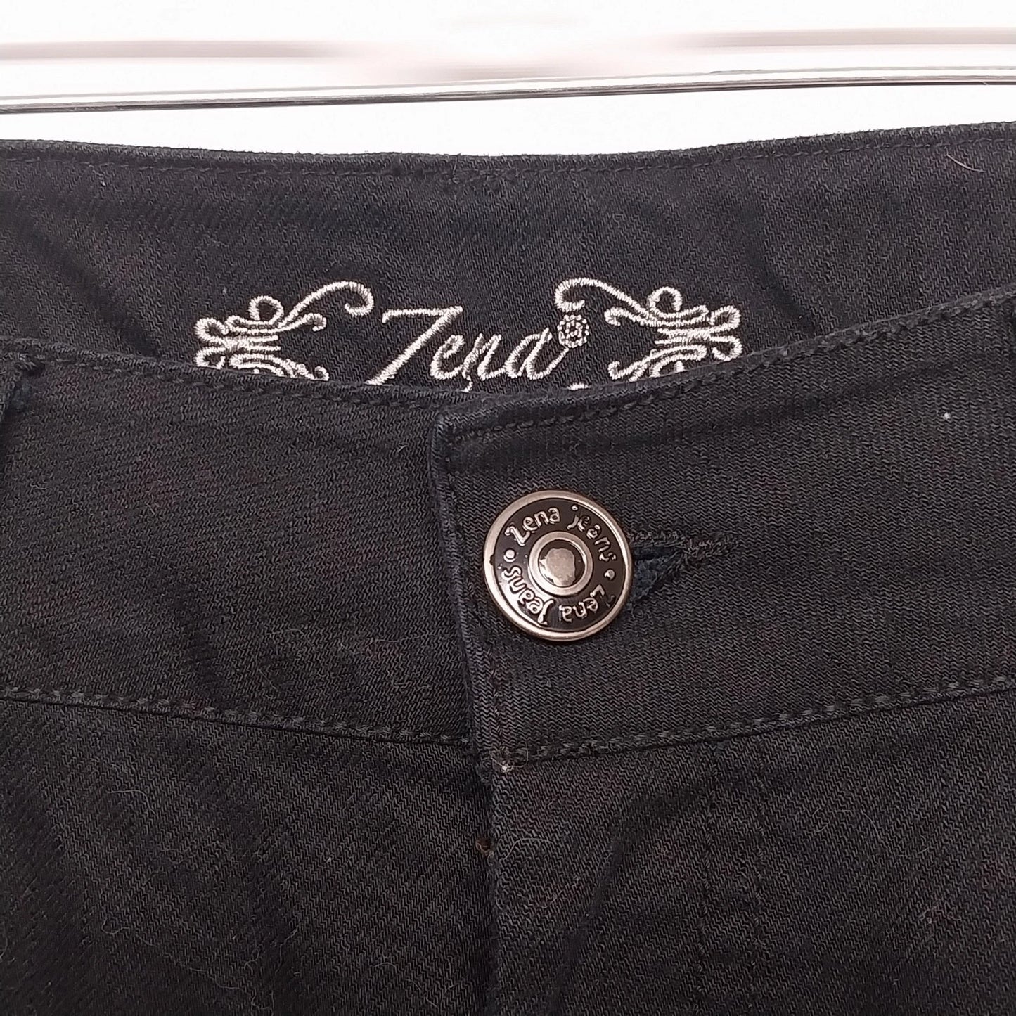 Zena Womens Black Straight Leg Jeans Size 14 Studded Pocket Stretch Cotton Blend