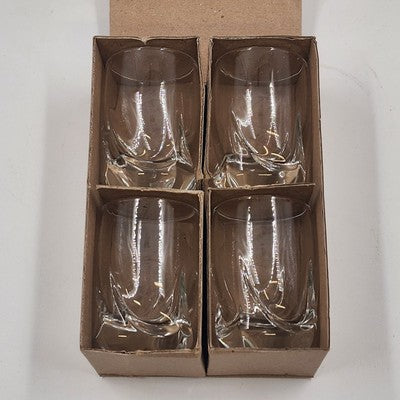 Set of 4 Italy Blown Crystal Ravel Liqueur Wavy Shot Glass Luigi Bormioli 2.5oz