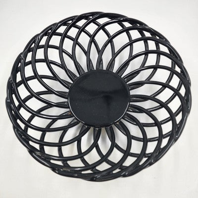 Black Lattice Glazed Ironstone Bread Fruit Bowl Basket Palermo by Artimino 13"d