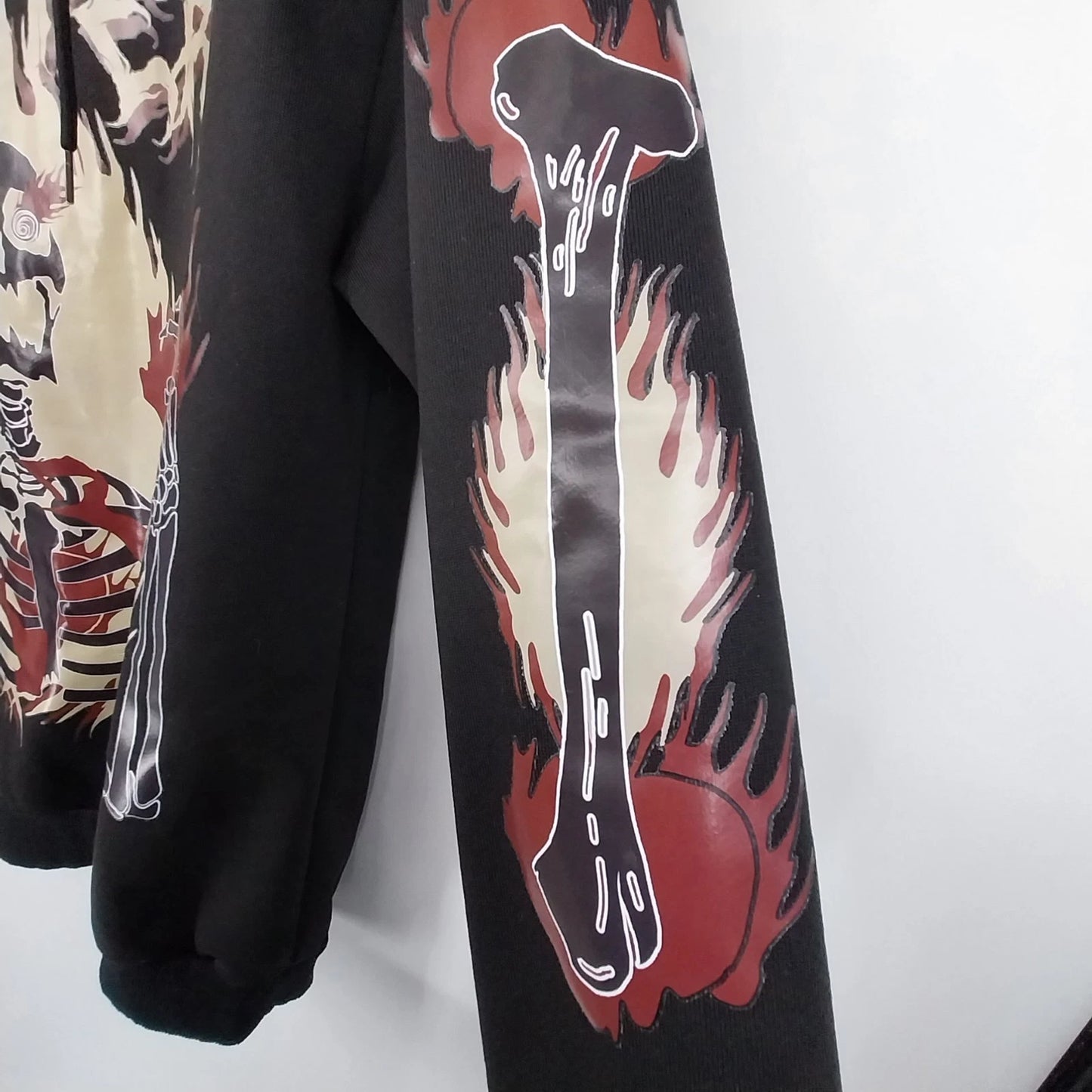 Romwe Men's Sinister Grunge Hoodie Black Poly Knit Streetwear Graphic Goth Sz M