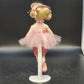 Porcelain Ballerina Doll Blonde Blue Eyes Pink Tutu Shoes Ballet Pose Stand 12"