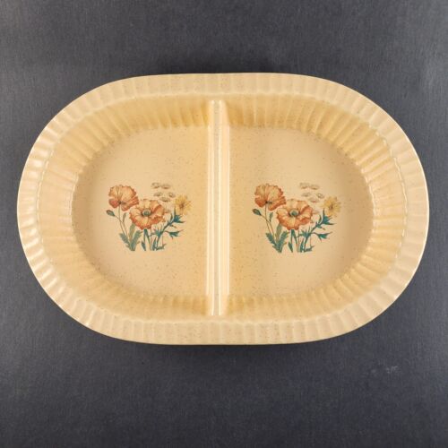 Treasure Craft Wildflower Oval Divided Tan Serving Dish 869/870 12" x 8" Size