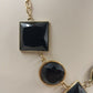 Jessica Simpson Chunky Black Faceted Square & Round in Gold Tone Chain Necklace