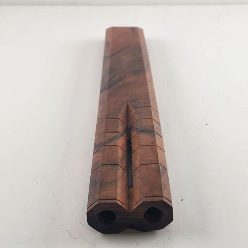 Hand Carved Flute Wooden Double Barrel Balkan Dvojnice 12.75" Long 7 Hole Vtg