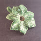 Ceramic Green Bud Flower Vase Single Stem Leaves Veins Candle Topper Vintage 7"