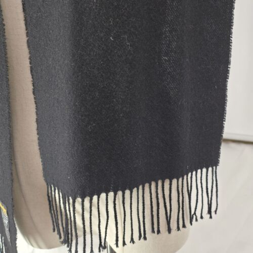 Pure New Lambs Wool Black Neck Scarf 60"x12" Johnstons of Elgin Made in Scotland