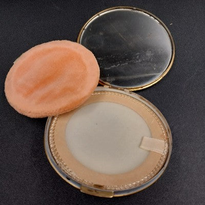 Zell 5th Ave Rotary Club Compact Mirror Powder Puff Floral & Guilloché Enamel