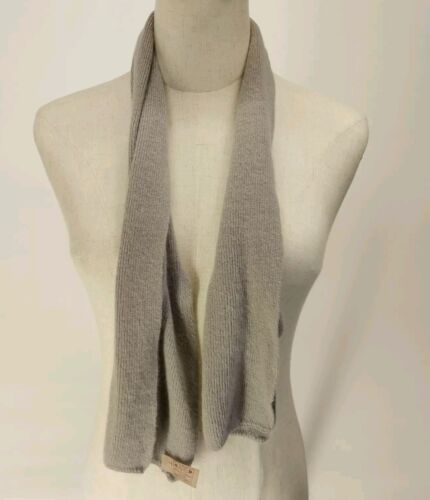 ARIS Gray Angora Lambswool Nylon Neck Scarf Soft Stretchy Warm 42"x7"