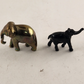 2 Metal Elephants Miniature Black & Brass Good luck Figure Statue Truck Up Down