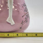 Pink Porcelain Biscuit Cookie Jar Bowl Covered Butterfly Birds Transfer Vintage
