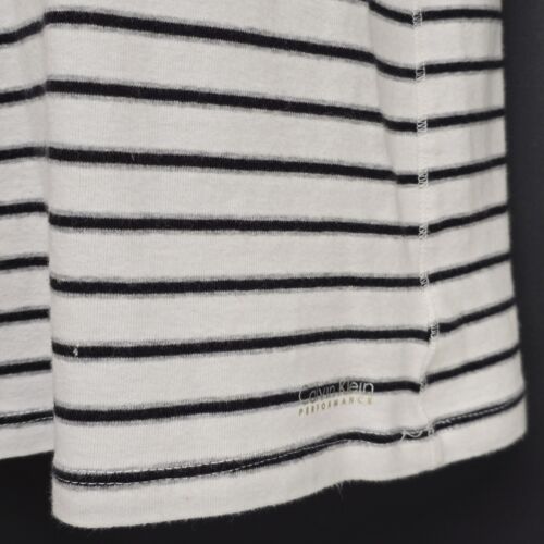 Calvin Klein Performance T-Shirt XL Women's White w Black Stripe V Neck 1/2 SL