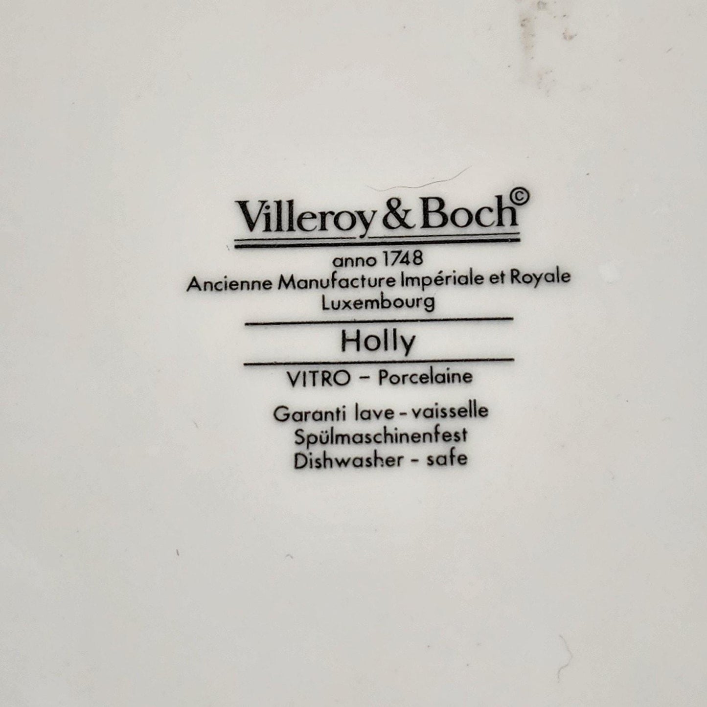 Villeroy & Boch Holly Square Handled Cake Plate 8.5" Vitro Porcelain EUC