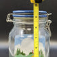 Anchor Hocking Nina Farm Scene Sheep Glass Canister Blue Lid 1982 Vintage