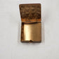 Tan Pill Box Trinket Jewelry Faux Leather Top & Bottom Gold Metal Finish