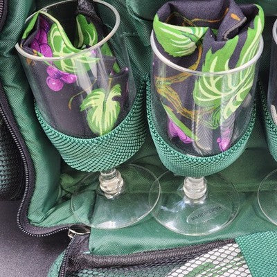 Picnic Time Green Backpack The Original Insulated Wine holder Setting 4 person