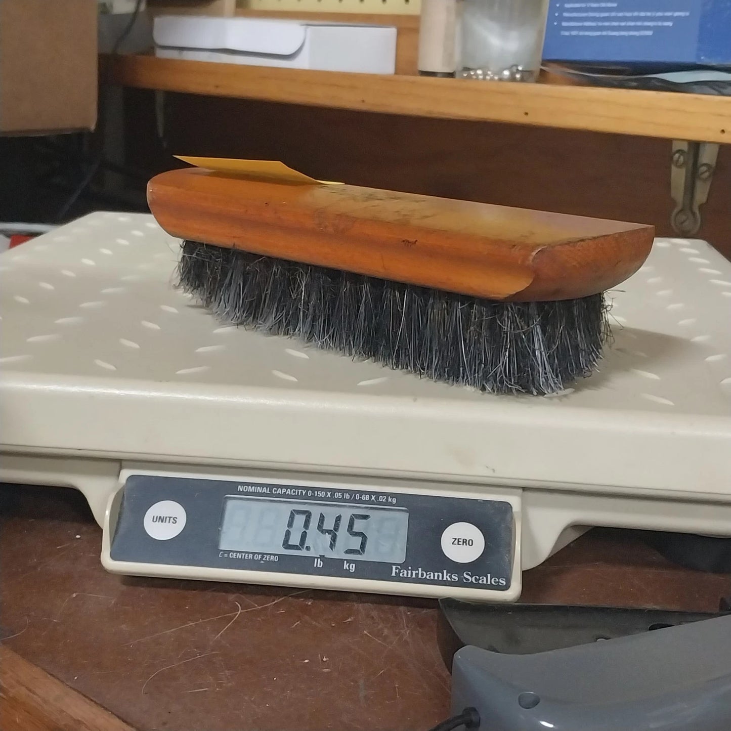 National Shoe Polisher No. 70 Wood Black Horsehair Shine Brush 6¾" USA Vintage