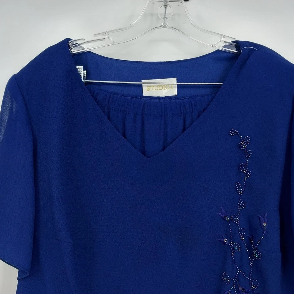 Studio 1 Long Skirt/Blouse 2 Piece Beaded Lined Outfit