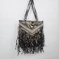 Charming Charlie Gray Fringe Handbag Shimmering Bling Y2K Shoulder Bag Boho 14"