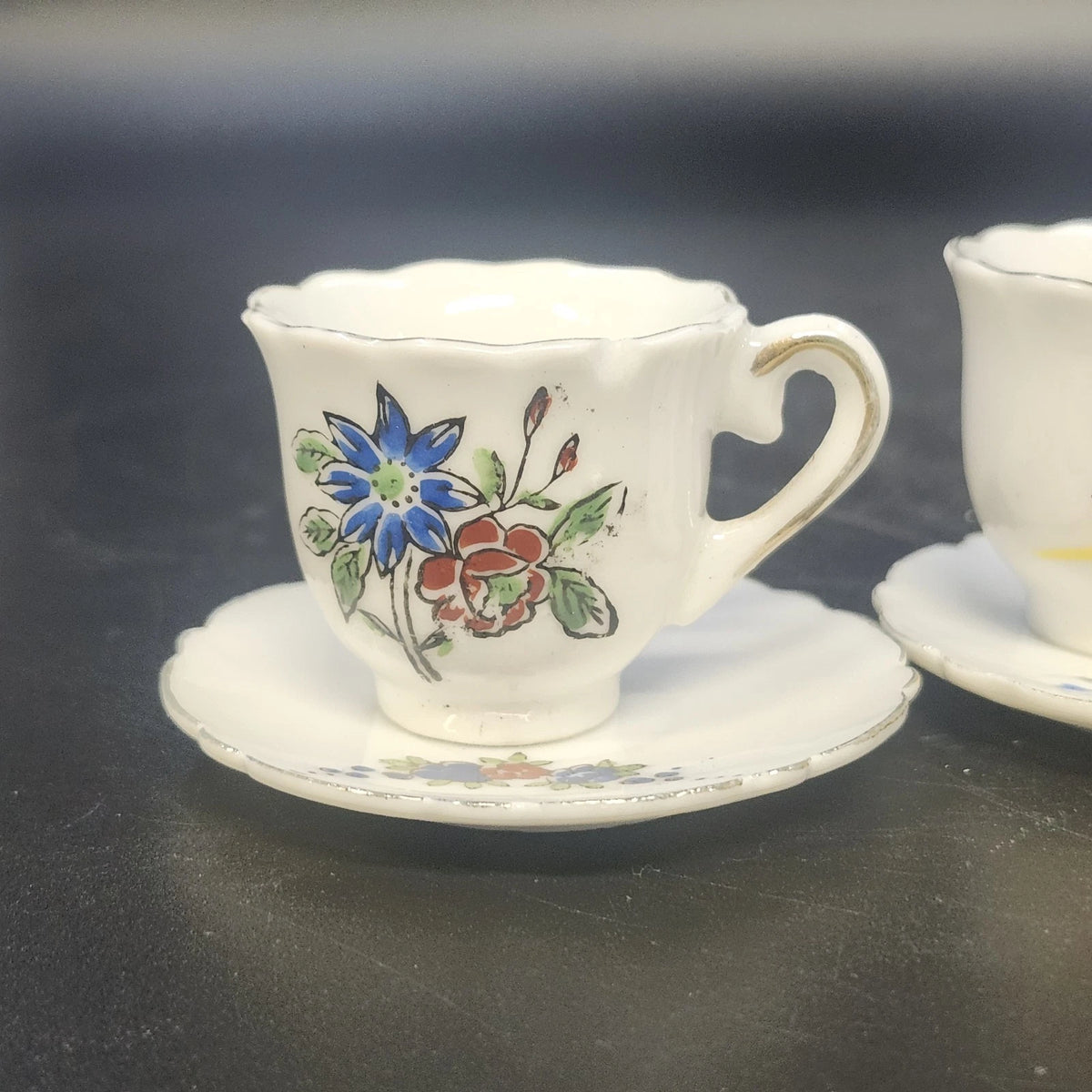 Japan Porcelain Demitasse Cups Saucers Floral Espresso 3 Mixed Sets Vintage