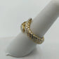 Gold Tone Snake Wrap Bypass Ring Textured Serpent Black Eyes Size 8 Jewelry