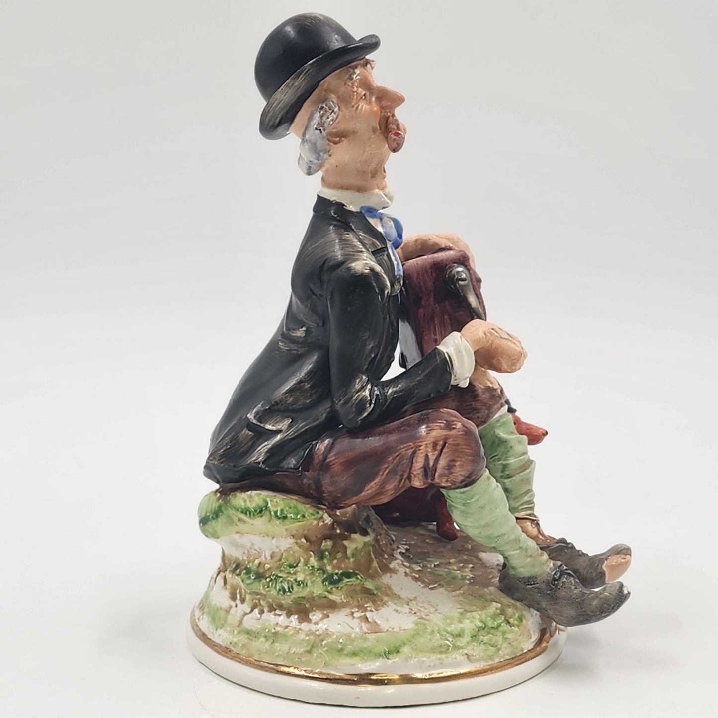 Vintage Giuseppe Cappe Capodimonte Porcelain Figurine – Organ Grinder with Dachshund – Hand-Painted & Signed 1951