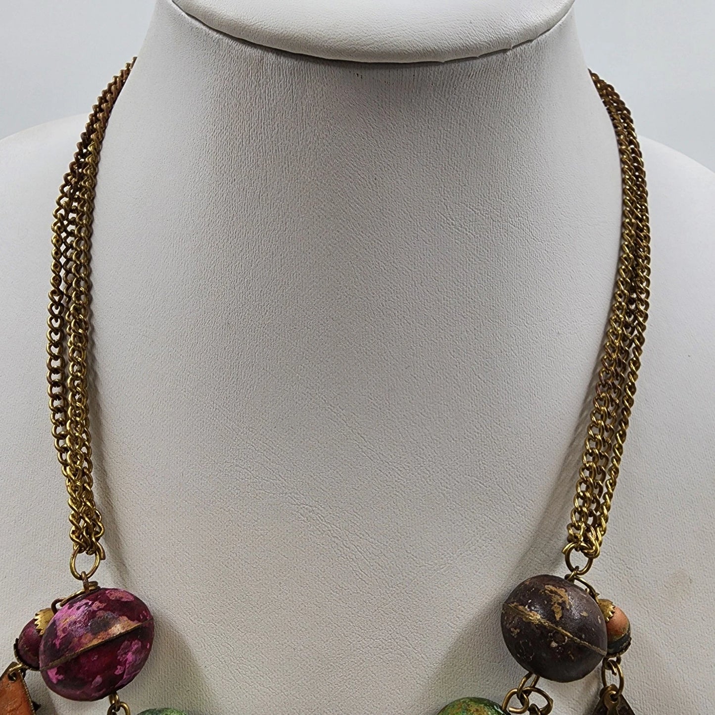 Lot of 3 Beaded & Chain Necklaces Jewelry Tassel Rhinestone Tiger Eye Multicolor