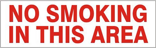 NO SMOKING IN THIS AREA Decal Vinyl Press On Adhesive Pressure Sensitive Safety Sign 2.25" x 9" PD-4859