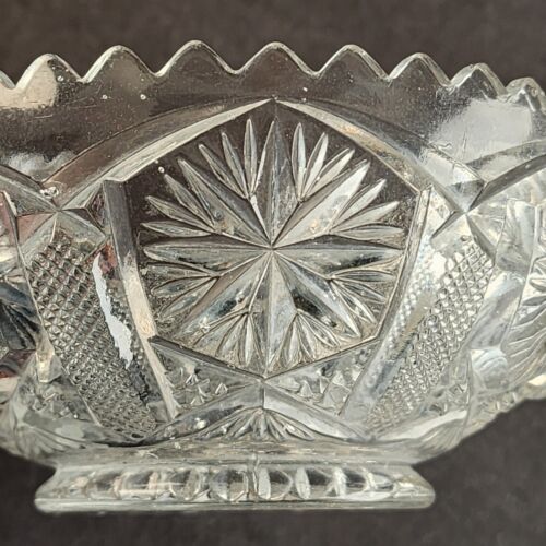 Imperial Mogul 612 Pattern Two Handled Bowl 4½" Clear Sawtooth Snowflake Vintage