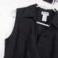 David N Women's Black 100% Linen Sleeveless Wrap Blouse Collared V-Neck Top M
