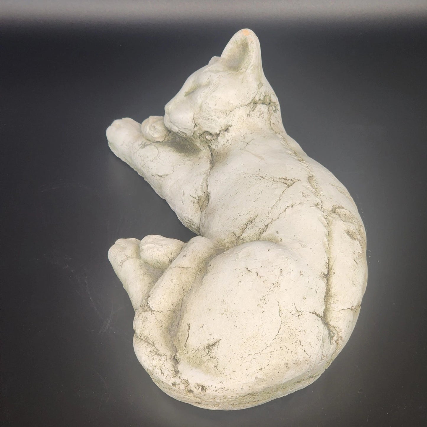 Cast Stone Curled Cat Statue Garden Gate Designs Heavy Concrete Sculpture Decor