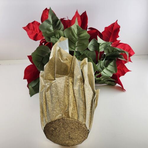 Poinsettia In Pot Artificial Floral Holiday Decor Decoration 18" Christmas Red