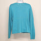 Aqua Blue Button Up Cardigan Bejewled Front Neckline Vintage Women Large