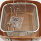 Copper Chef Deep Square Pan 9.5" Vent Lid 2 Handles and Frying Basket NOS