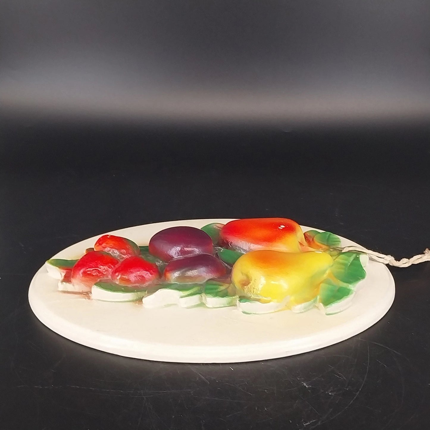 Fruit Chalkware 3D Wall Plaque Oval Kitchen Decor MCM 10"x7" Wall Hanging
