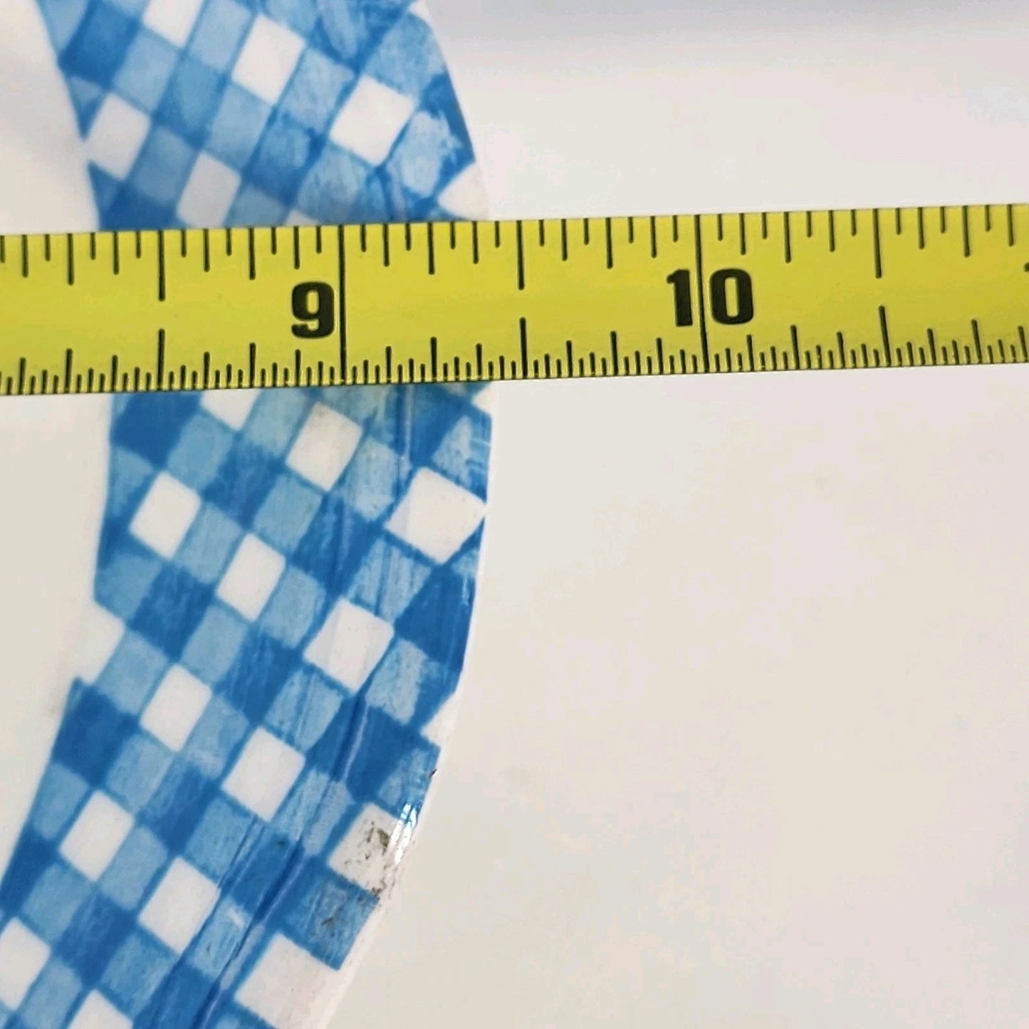 Linda Ironstone Vegetable Bowl 4008 Pottery Blue White Gingham Checked 9" Japan