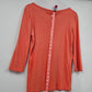 DKNY Jeans Women’s Medium Dream Tee Peach Orange Floral Graphic V-Neck 3/4 Sleeve Top