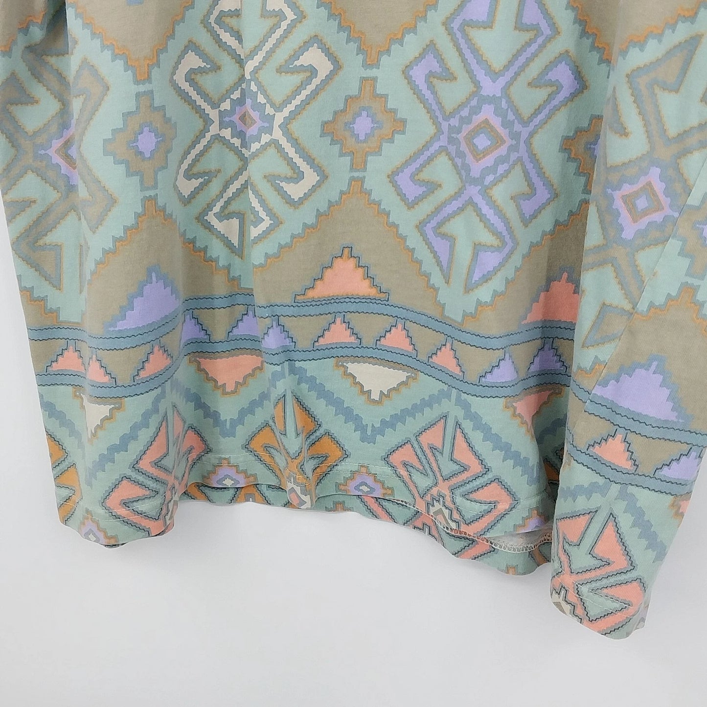 Vintage Chicos Design Aztec Geometric Shirt Womens Green Cotton