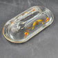 Autumn Leaf Glass Covered Butter Dish 1/4 Lb Hall's Superior Jewel Tea MCM Vtg