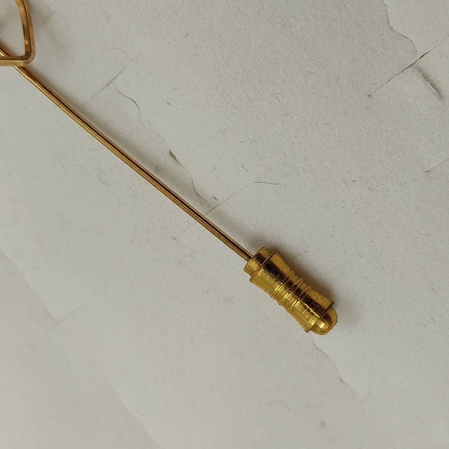 Gold Tone Heart Shaped Stick Pin Brooch 2" with Clear Rhinestone Accent
