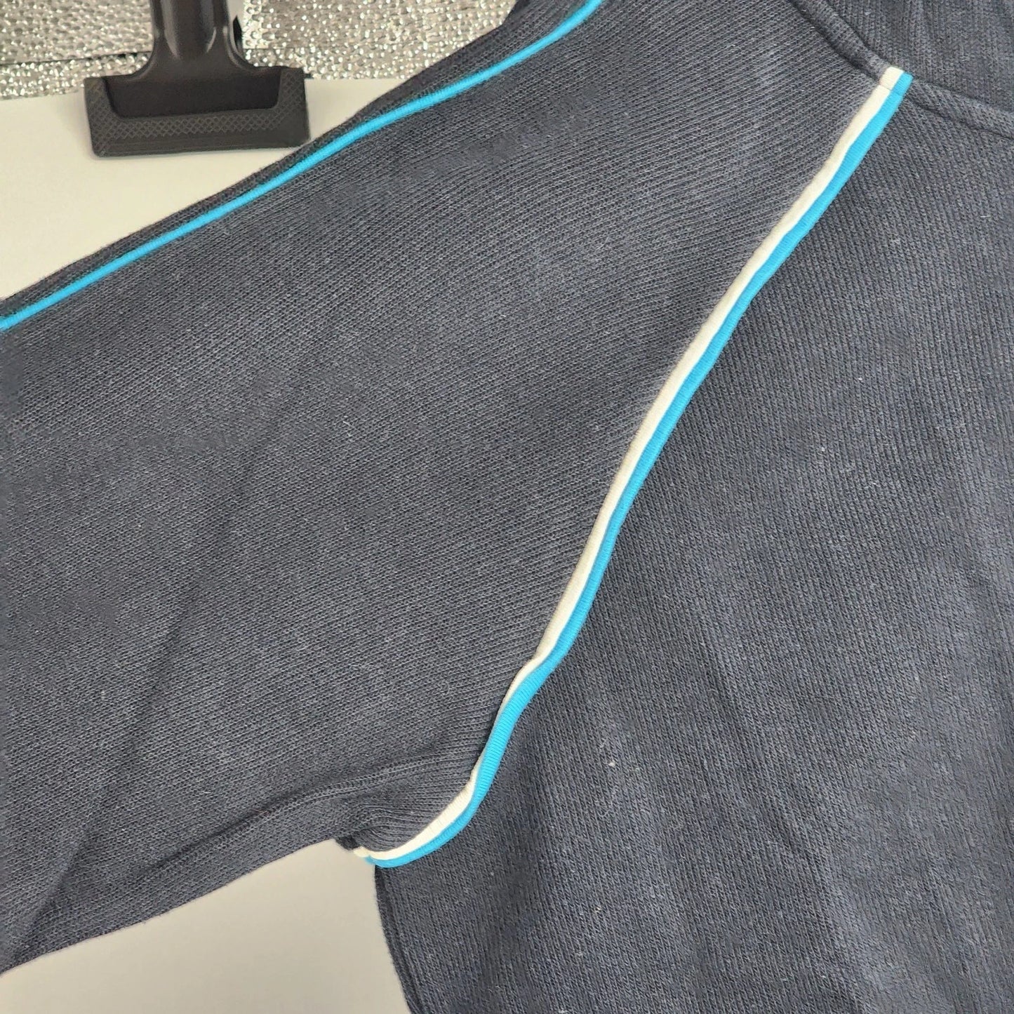 Liz & Co Petite Medium Tracksuit Jacket & Pants Black Cotton Blue White Piping