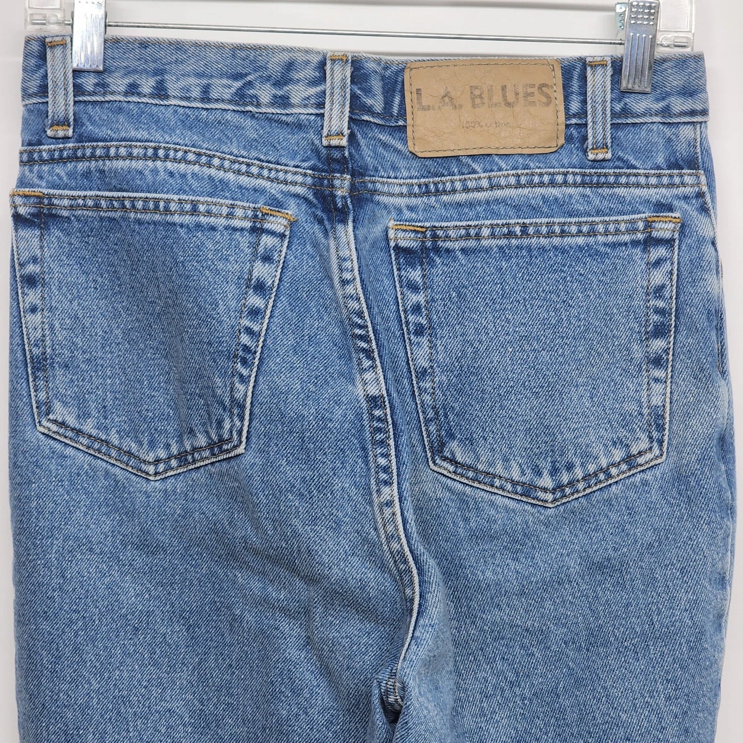 LA Blues Size 10 Denim Jeans Medium Wash Slim Fit 100% Cotton Classic Vtg Mexico