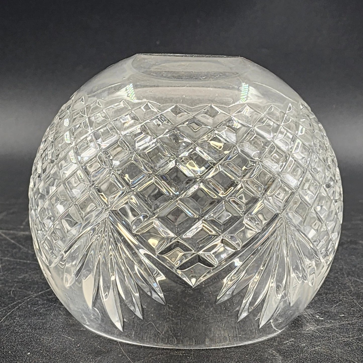 Astral Rose Bowl Vase Full Lead Cut Glass Crystal 5" Deep Fan Diamond Korea