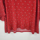 Roz & Ali Women's 1X Red Floral Blouse 3/4 Sleeve Ruffle High Low Hem Stretch