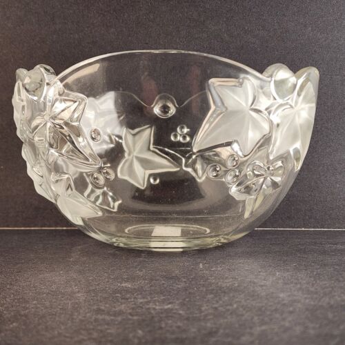 Mikasa Parisian Ivy Crystal Glass Serving Bowl Clear w Frosted Leaves 8¾" S5199