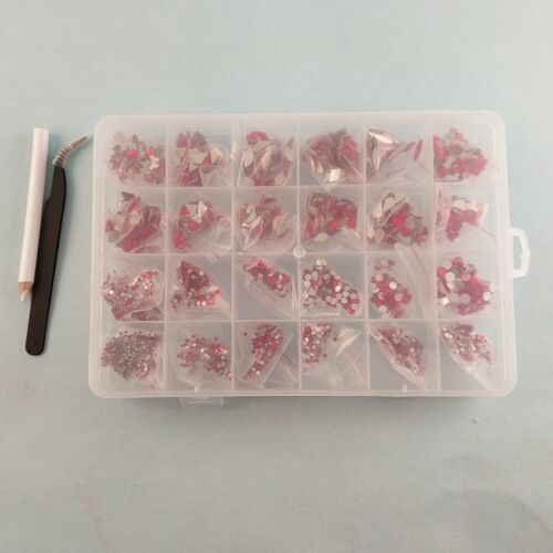 Crystal Memories Luxury Rhinestones Kit Red with Silver Flatback Nail Art Crafts