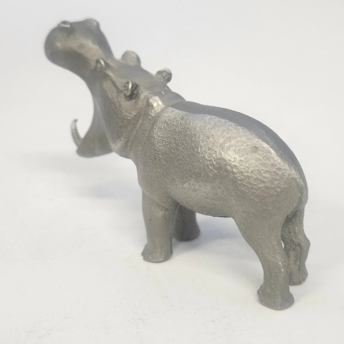 Rawcliffe Pewter Hippopotamus Figurine 2.5" Animal Collectible 1977 Vintage