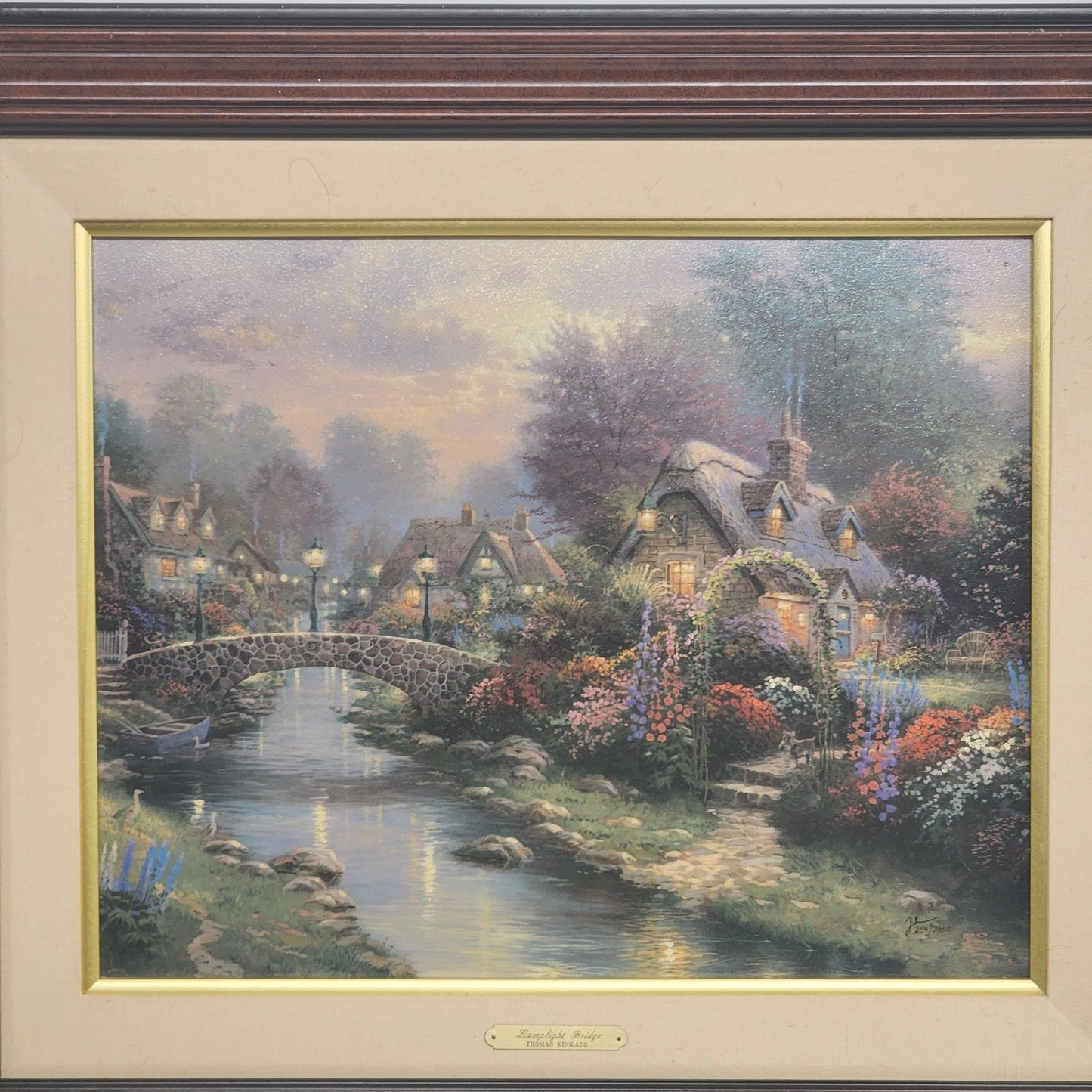 Thomas Kinkade Lamplight Bridge Ltd Edit Canvas 20x16 Hand-Highlighted 259/2950
