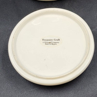 Treasure Craft All White Cookie Jar Ginger Jar Shaped 8.25" x 8.5" w Lid Mexico