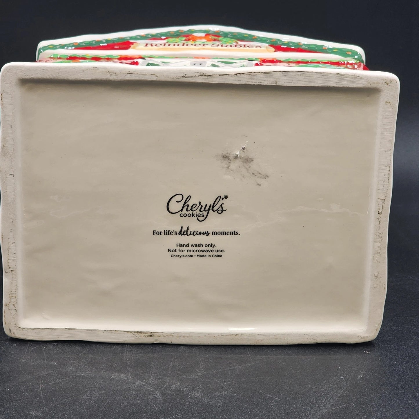 Cheryl's Cookies Cookie Jar Reindeer Stables Certified International Christmas